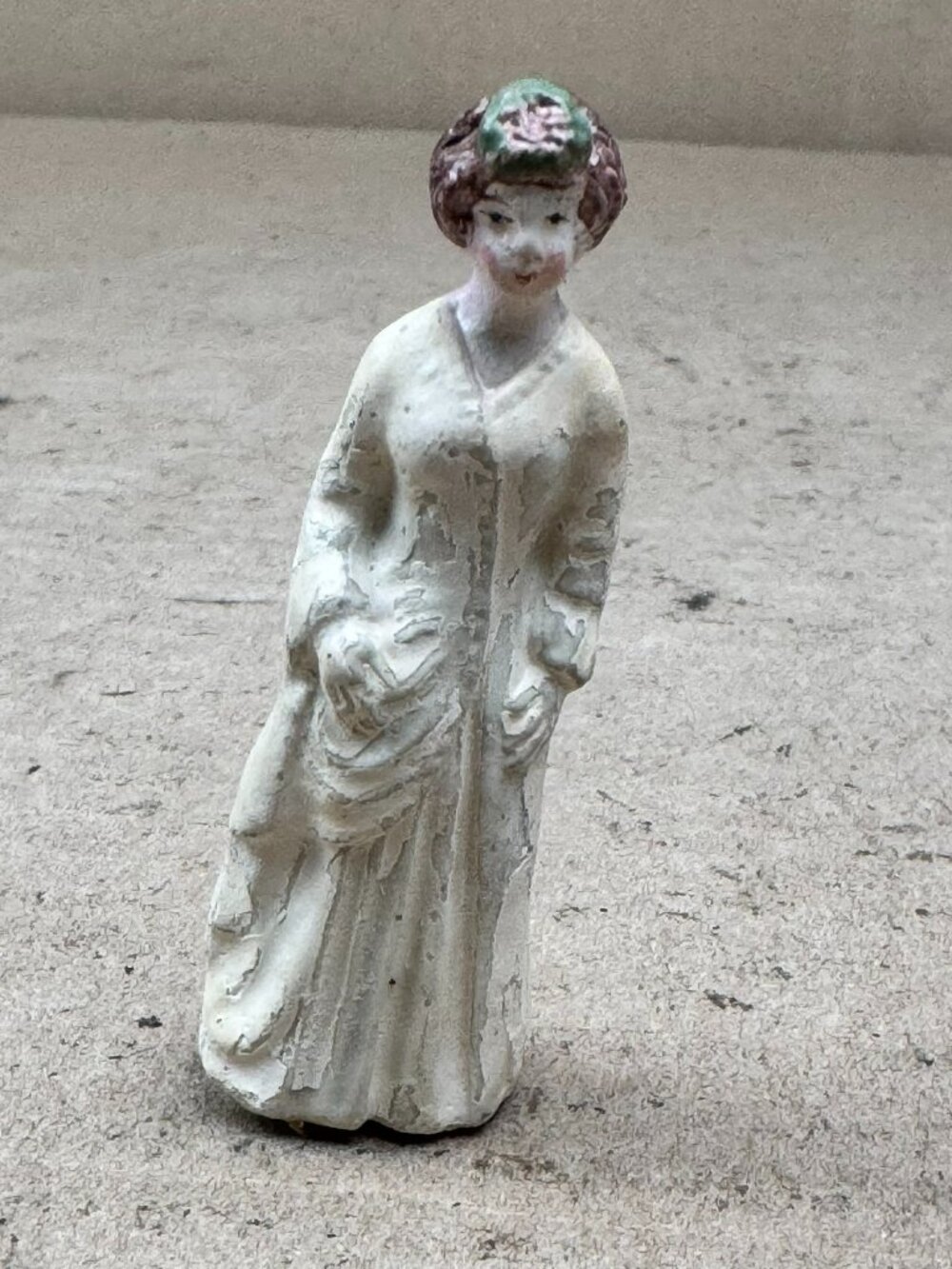 Vintage Chalkware Woman Figurine Miniature Statue Cake Topper Retro Collectible